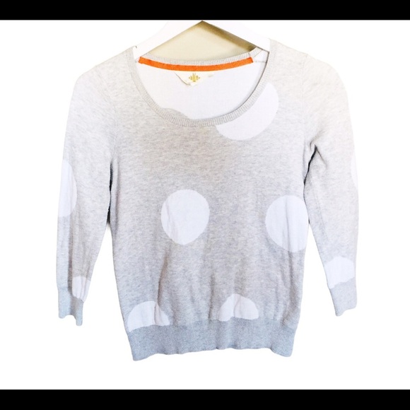 HWR (Anthropologie) Monogram Polka Dot Sweater With 3/4 Crop Sleeves Grey Small - Picture 3 of 13